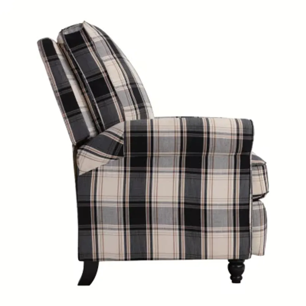 ProLounger Danea Transitional Roll-Arm Push Back Recliner in Plaid Fabric