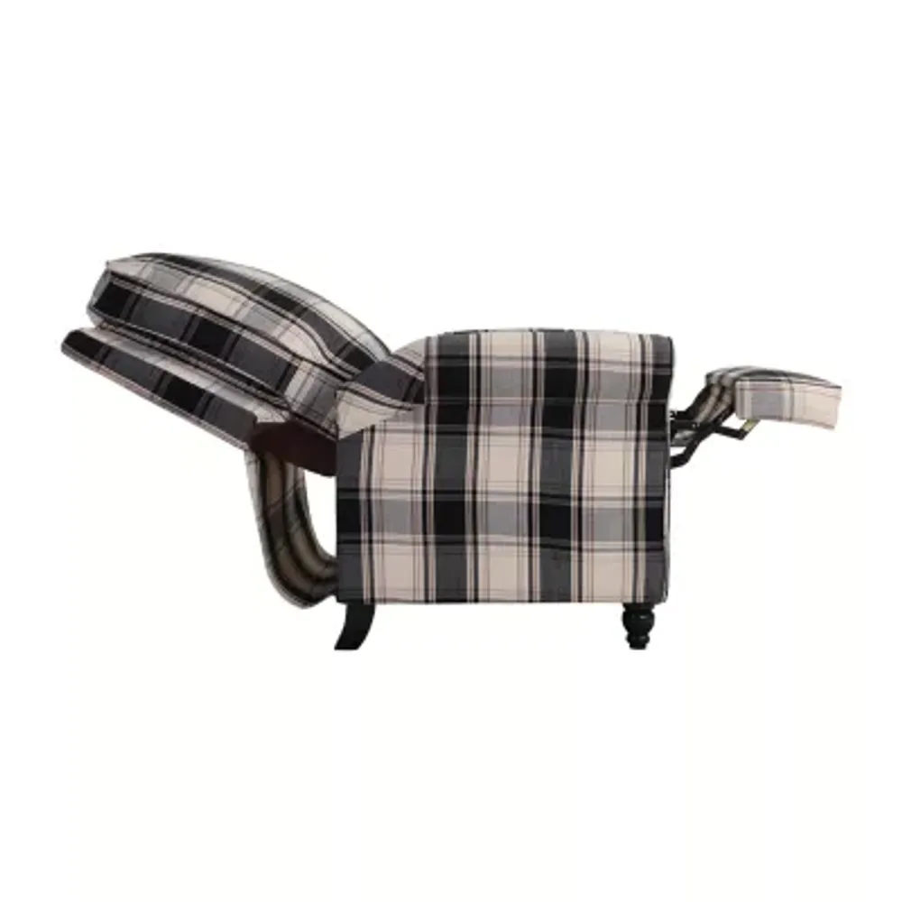 ProLounger Danea Transitional Roll-Arm Push Back Recliner in Plaid Fabric