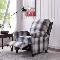 ProLounger Danea Transitional Roll-Arm Push Back Recliner Plaid Fabric