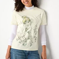 Juniors Boyfriend Tee Womens Crew Neck Short Sleeve Tinker Bell Graphic T-Shirt