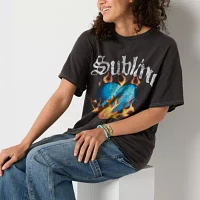 New World Juniors Sublime Long Beach Sun Oversized Tee Womens Crew Neck Short Sleeve Graphic T-Shirt