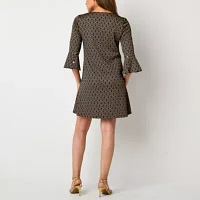 R & K Originals Womens 3/4 Sleeve Diamond Shift Dress