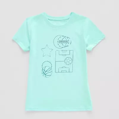 Xersion Little & Big Girls Crew Neck Short Sleeve Graphic T-Shirt