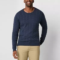 St. John's Bay Cable Mens Crew Neck Long Sleeve Pullover Sweater