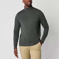 St. John's Bay Interlock Mens Long Sleeve Classic Fit Turtleneck