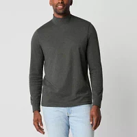 St. John's Bay Interlock Mens Long Sleeve Mock Neck Top