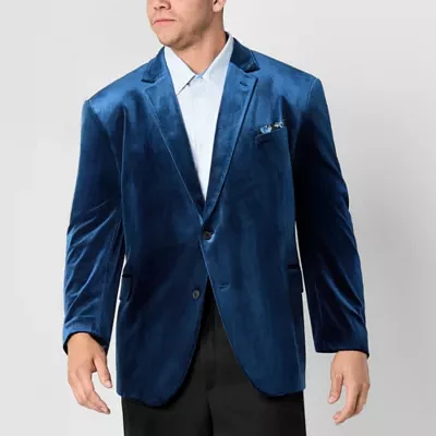 J. Ferrar Mens Big and Tall Stretch Fabric Classic Fit Velvet Sport Coat