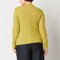 Worthington Womens High Neck Long Sleeve Blouse