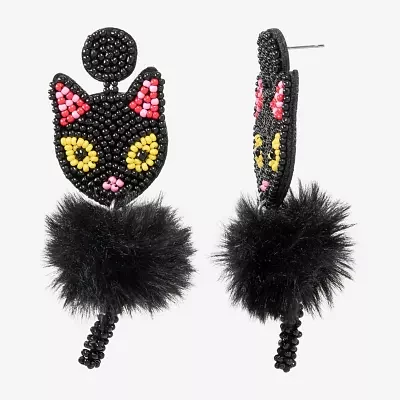 Bijoux Bar Black Cat Drop Earrings