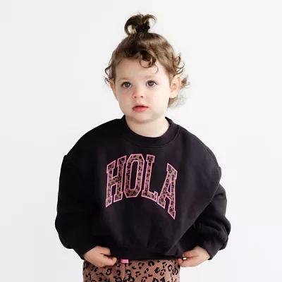 Grayson Little Toddler Girls Crew Neck Long Sleeve Fleece Sweatshirt