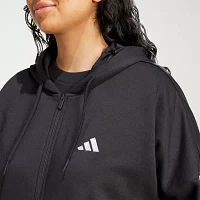 adidas Essentials 3 Stripes Full Zip Fleece Hoodie (Plus Size)