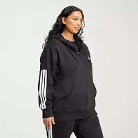 adidas Essentials 3 Stripes Full Zip Fleece Hoodie (Plus Size)