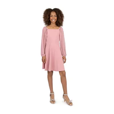 Speechless Big Girls Long Sleeve Skater Dress