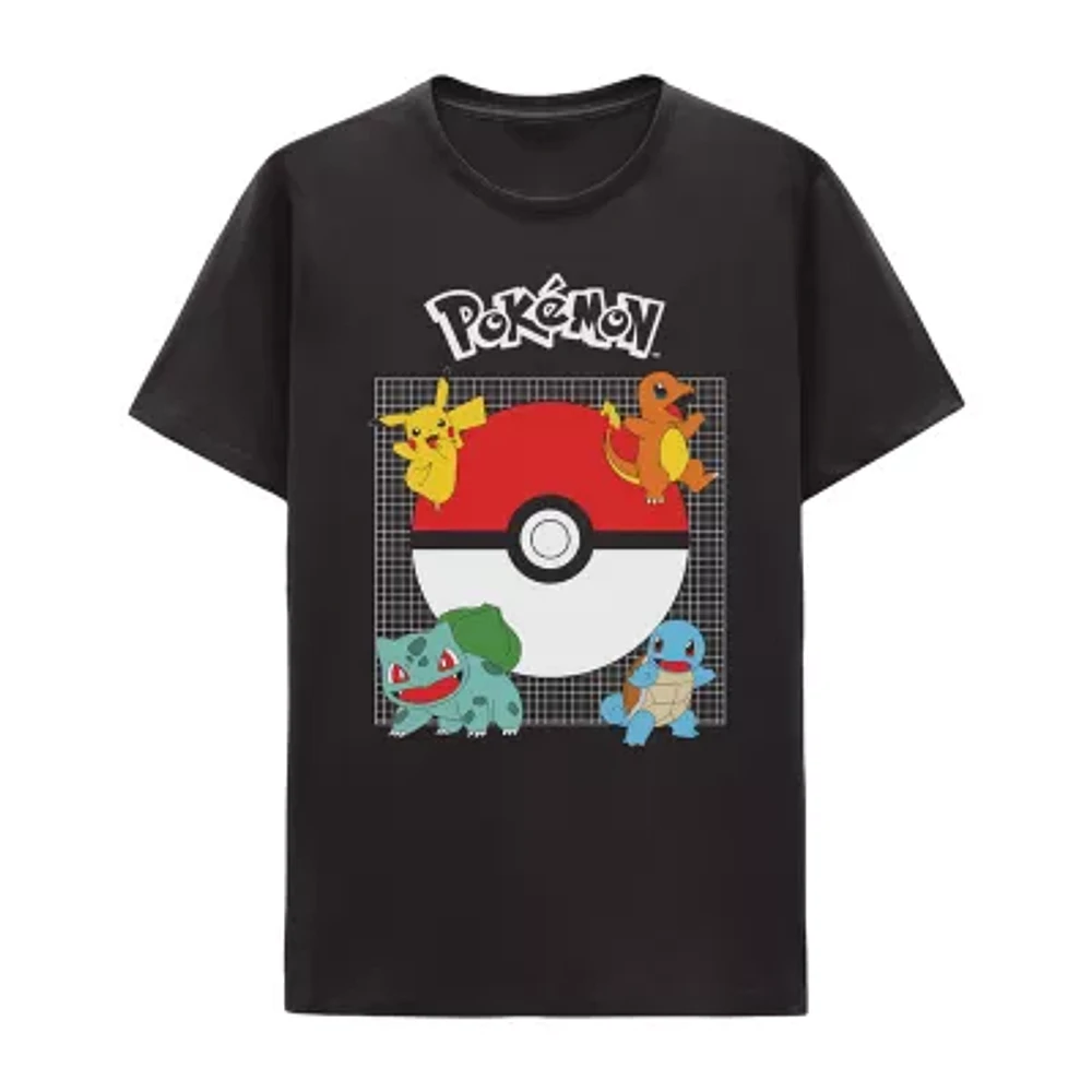Mens Short Sleeve Regular Fit Pokeman Graphic T-Shirt