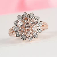 Womens Genuine Pink Morganite 14K Rose Gold Over Silver Cocktail Ring