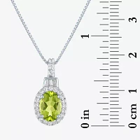 Womens Genuine Green Peridot Sterling Silver Pendant Necklace