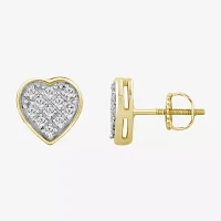 Diamond Accent Natural White Diamond 10K Gold 5.4mm Heart Stud Earrings