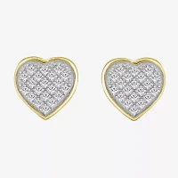 1/6 CT. T.W. Natural White Diamond 10K Gold 8.4mm Heart Stud Earrings