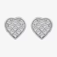 Diamond Accent Natural White Diamond 10K Gold 5.4mm Heart Stud Earrings