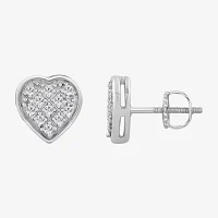 Diamond Accent Natural White Diamond 10K Gold 5.4mm Heart Stud Earrings