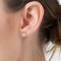 1/10 CT. T.W. Natural White Diamond 10K Gold 5.9mm Stud Earrings