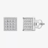 1/10 CT. T.W. Natural White Diamond 10K White Gold 5.9mm Stud Earrings