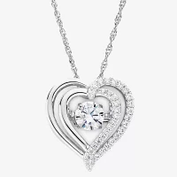 DiamonArt® Dancing Cubic Zirconia Sterling Silver Heart Pendant Necklace