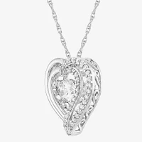 DiamonArt® Dancing Cubic Zirconia Sterling Silver Heart Pendant Necklace