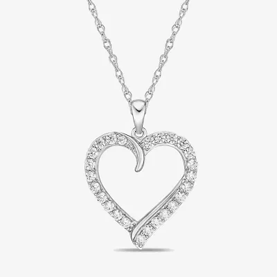 Diamonart Womens White Cubic Zirconia Sterling Silver Heart Pendant Necklaces