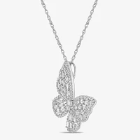 Diamonart Womens White Cubic Zirconia Sterling Silver Butterfly 18 Inch Pendant Necklace