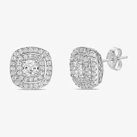 Diamonart White Cubic Zirconia Sterling Silver 11.1mm Square Stud Earrings