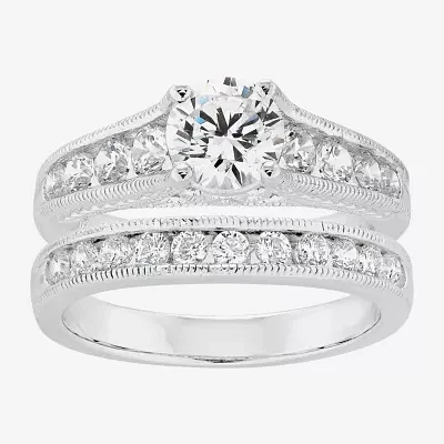 DiamonArt® Cubic Zirconia Sterling Silver Bridal Set