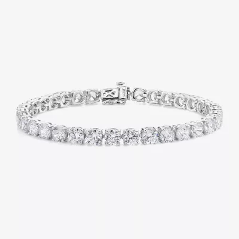 White Cubic Zirconia Sterling Silver 7.5 Inch Tennis Bracelet
