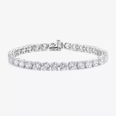 White Cubic Zirconia Sterling Silver 7.5 Inch Tennis Bracelet
