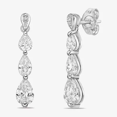 Diamonart Womens Cubic Zirconia Sterling Silver Drop Earrings