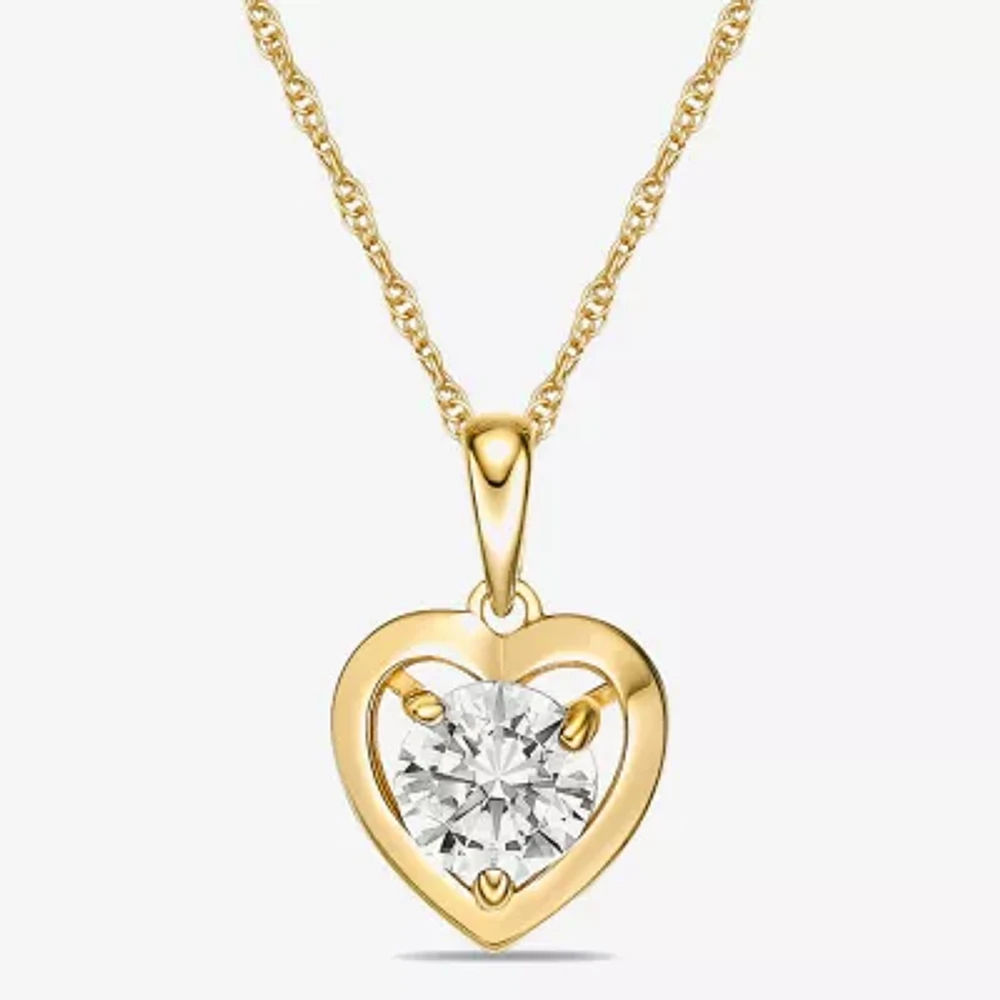 Diamonart Womens Cubic Zirconia 14K Gold Over Silver Heart Pendant Necklaces