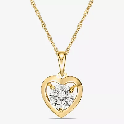 Diamonart Womens Cubic Zirconia 14K Gold Over Silver Heart Pendant Necklaces
