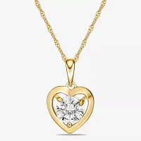 Diamonart Womens Cubic Zirconia 14K Gold Over Silver Heart Pendant Necklace