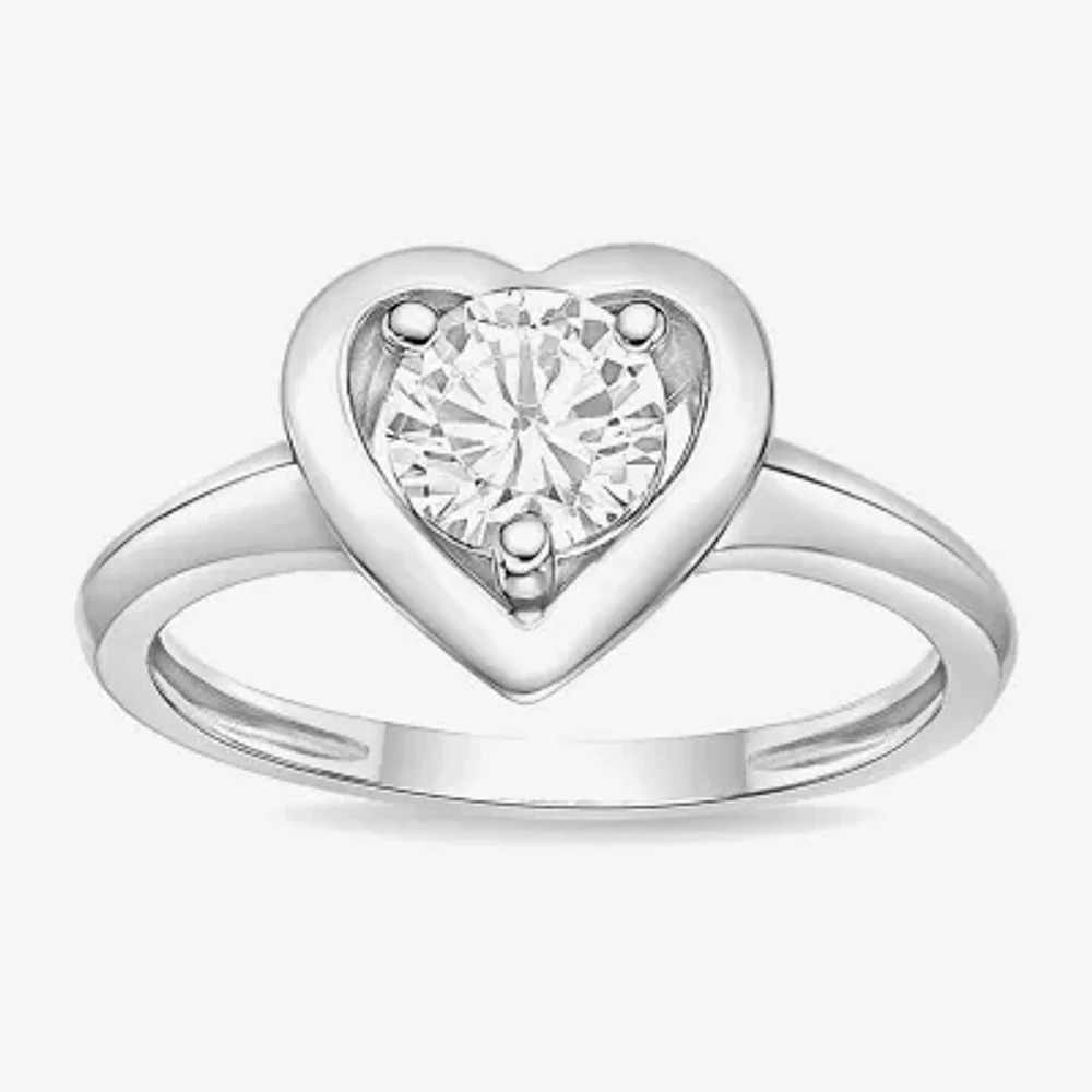 Diamonart Cubic Zirconia Sterling Silver Heart Band