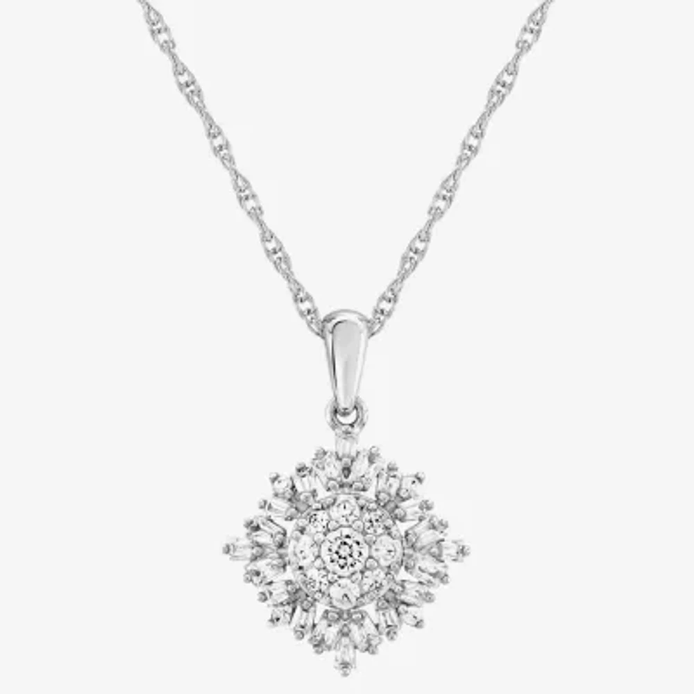 DiamonArt® Womens White Cubic Zirconia Sterling Silver Pendant