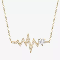 DiamonArt® Womens White Cubic Zirconia 14K Gold Over Silver Pendant Necklace