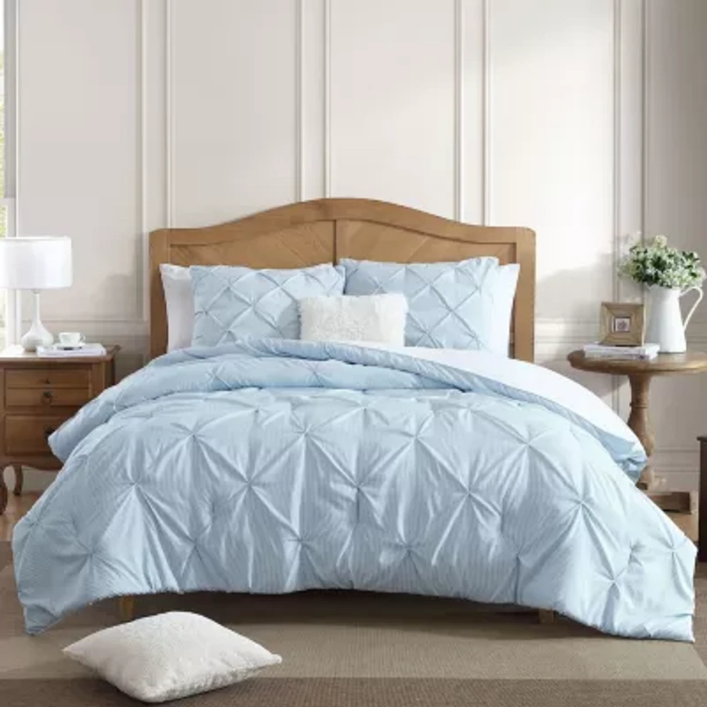 Swift Home Striped Pintuck Midweight Down Alternative Comforter Set