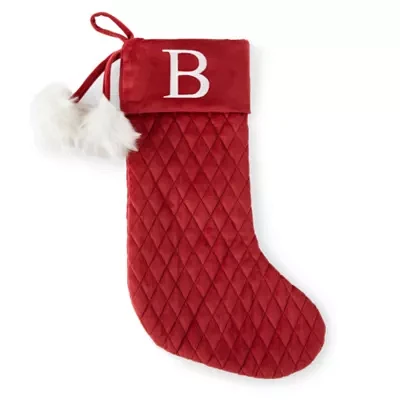 North Pole Trading Co. Red Quilted Monogram Christmas Stocking