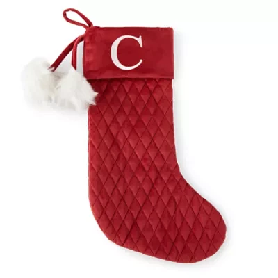 North Pole Trading Co. Red Quilted Monogram Christmas Stocking