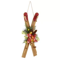 North Pole Trading Co. Santa Lodge Large Skis Tabletop Decor