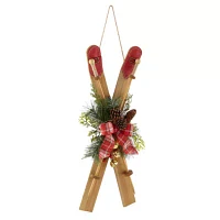 North Pole Trading Co. Santa Lodge Large Skis Tabletop Decor