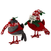 North Pole Trading Co. 2-pc. Santa Lodge Ski Bird Set Tabletop Decor