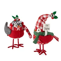 North Pole Trading Co. 2-pc. Santa Lodge Ski Bird Set Tabletop Decor