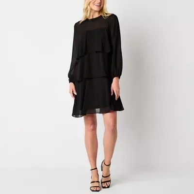 Studio 1 Womens Long Sleeve Shift Dress