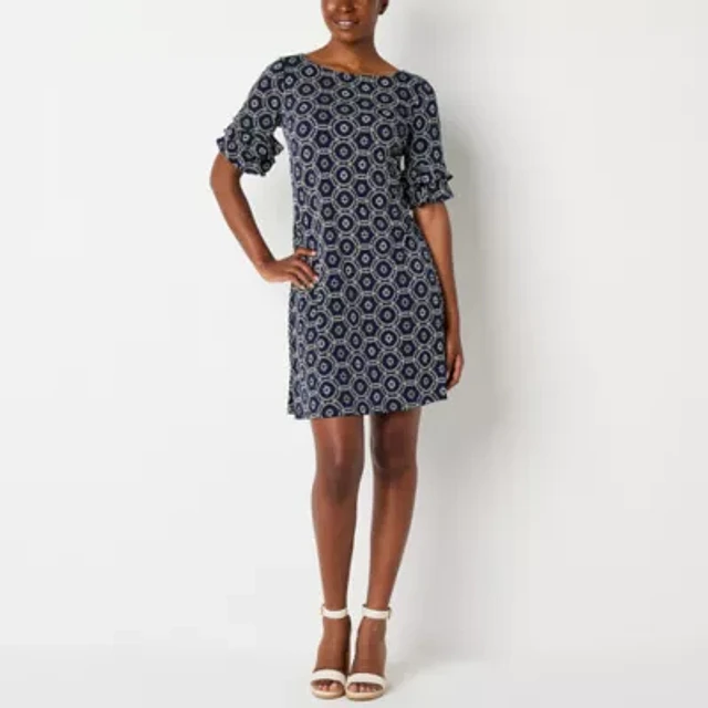 perceptions short sleeve dress Perceptions Petite Womens Dress Red Short Sleeves Sz 6P Holiday Mid-Length  [x]